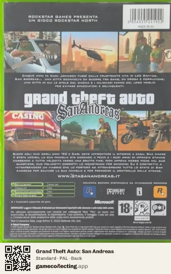 Grand Theft Auto: San Andreas Xbox, PAL box back