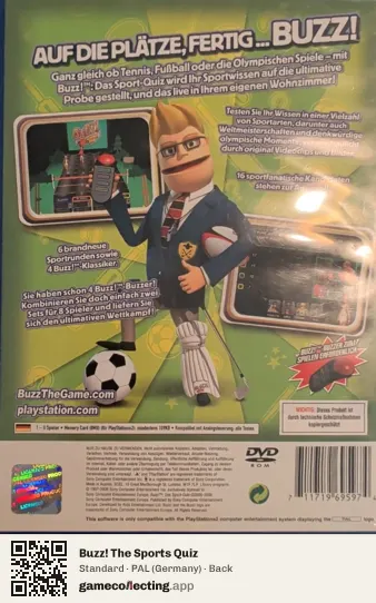 Buzz! The Sports Quiz PlayStation 2, Germany box back