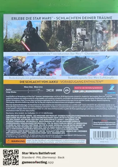 Star Wars Battlefront Xbox One, Germany box back