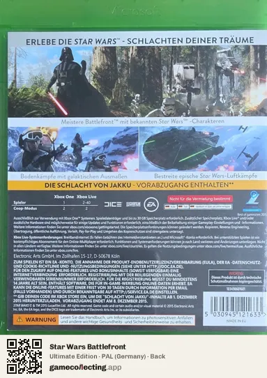 Star Wars Battlefront Xbox One, Germany box back