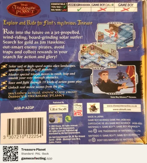 Treasure Planet Game Boy Advance, PAL box back