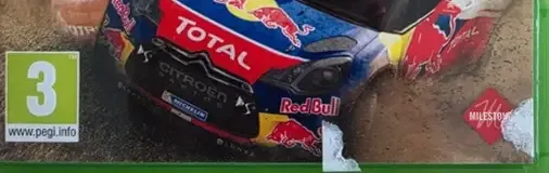 Sébastien Loeb Rally Evo, the PEGI square on its front
