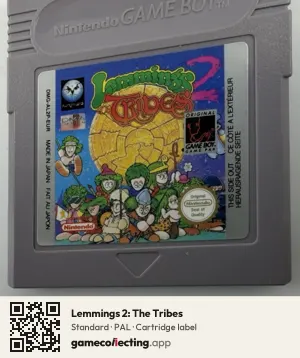 Lemmings 2: The Tribes Game Boy, PAL cartridge label