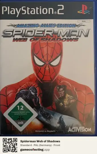 Spiderman Web of Shadows PlayStation 2, Germany box front