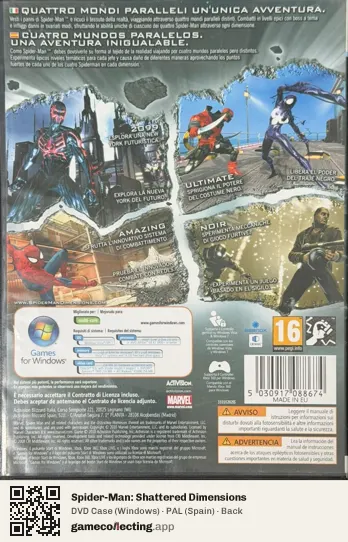 Spider-Man: Shattered Dimensions Computer, Spain box back