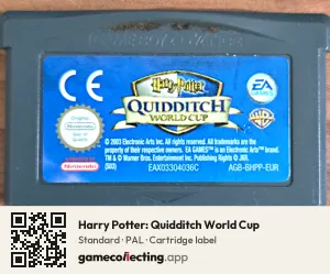 Harry Potter: Quidditch World Cup Game Boy Advance, PAL cartridge label