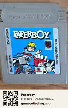 Paperboy Game Boy, PAL cartridge label