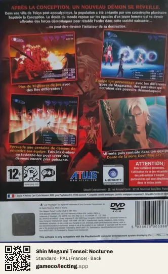 Shin Megami Tensei: Nocturne PlayStation 2, France box back