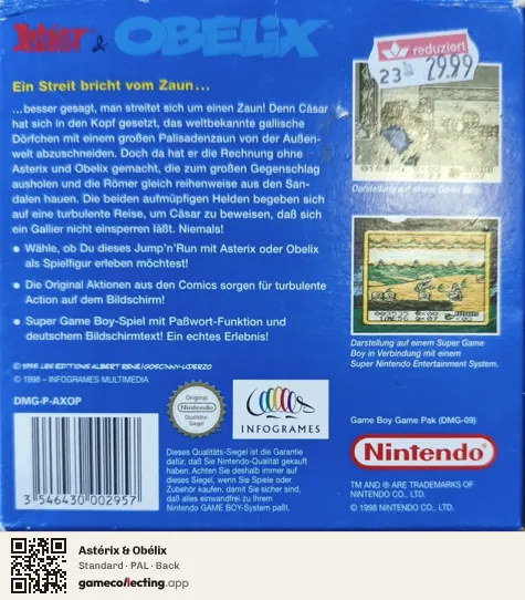 Astérix & Obélix Game Boy, PAL box back