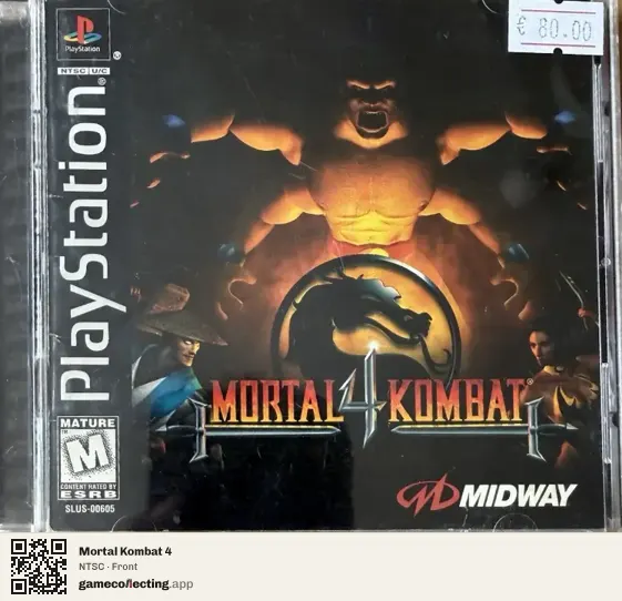 Mortal Kombat 4 PlayStation, NTSC box front