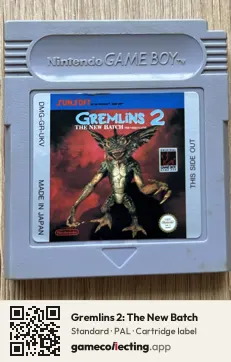 Gremlins 2: The New Batch Game Boy, PAL cartridge label