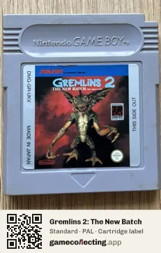 Gremlins 2: The New Batch Game Boy, PAL cartridge label