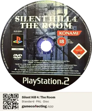 Silent Hill 4: The Room PlayStation 2, PAL disc