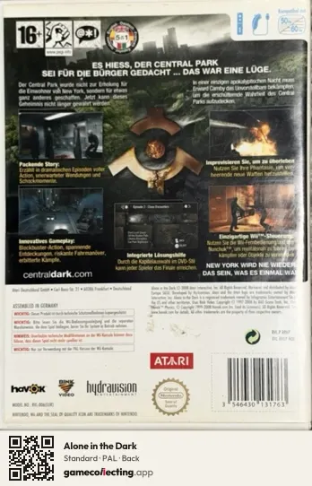 Alone in the Dark Nintendo Wii, PAL box back