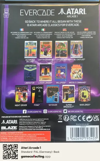 Atari Arcade 1 Evercade, Germany box back