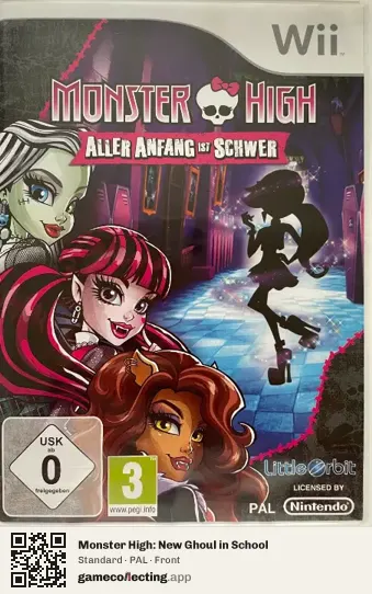 Monster High: New Ghoul in School Nintendo Wii, PAL box front