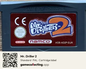 Mr. Driller 2 Game Boy Advance, PAL cartridge label