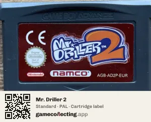 Mr. Driller 2 Game Boy Advance, PAL cartridge label