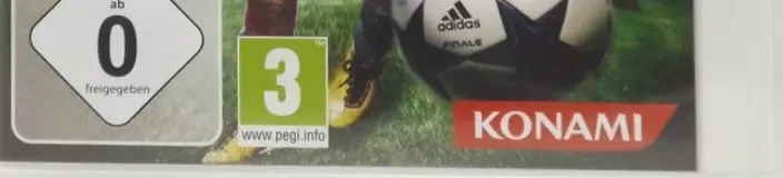 Pro Evolution Soccer 2011 3D, the USK square on its front