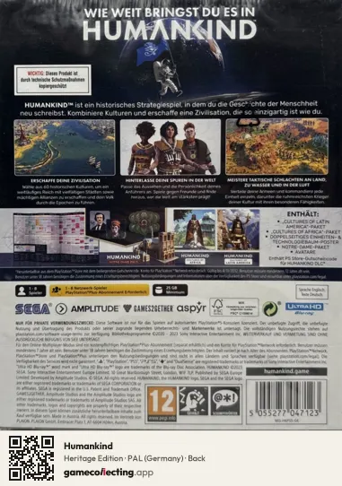 Humankind PlayStation 5, Germany box back