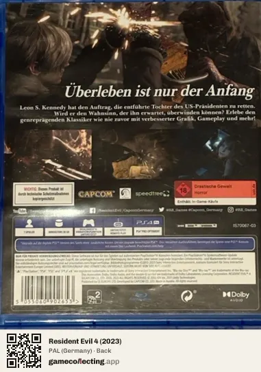 Resident Evil 4 (2023) PlayStation 4, Germany box back