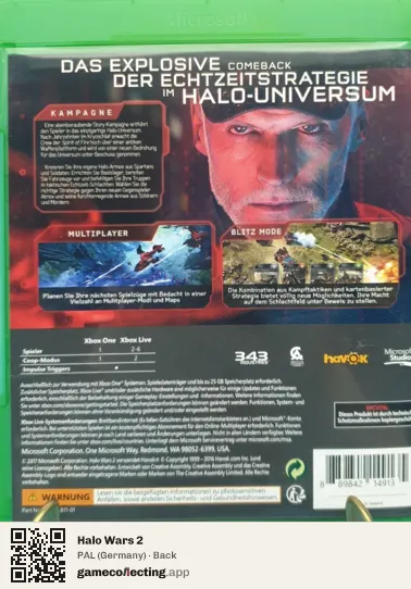 Halo Wars 2 Xbox One, Germany box back