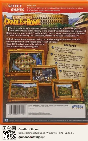 Cradle of Rome Computer, United Kingdom box back