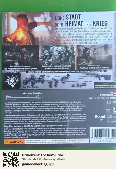 Homefront: The Revolution Xbox One, Germany box back