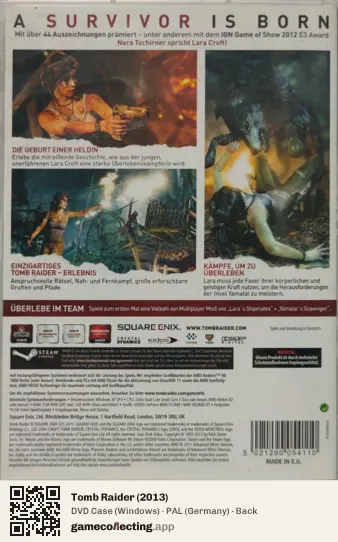 Tomb Raider (2013) Computer, Germany box back