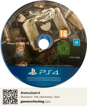 Steins;Gate 0 PlayStation 4, PAL disc