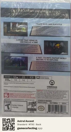 Astral Ascent Nintendo Switch, NTSC box back