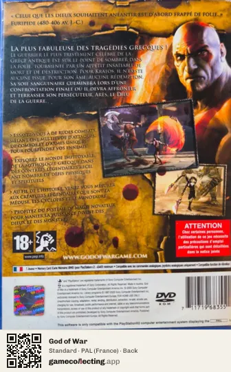 God of War PlayStation 2, France box back