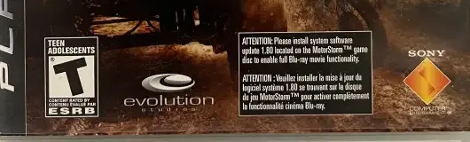 MotorStorm, the ESRB box on its front