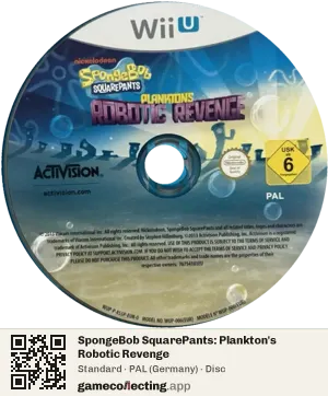 SpongeBob SquarePants: Plankton's Robotic Revenge Nintendo Wii U, PAL disc
