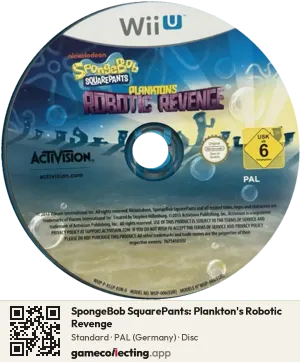 SpongeBob SquarePants: Plankton's Robotic Revenge Nintendo Wii U, PAL disc