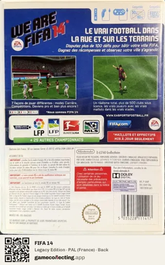 FIFA 14 Nintendo Wii, France box back