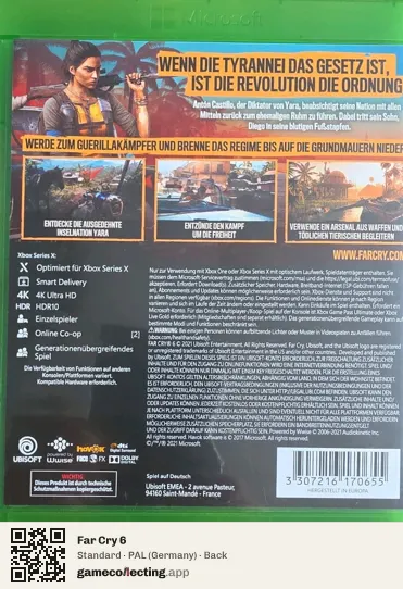 Far Cry 6 Xbox Series X, Germany box back