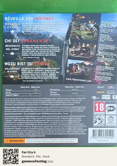 Far Cry 4 Xbox One, PAL box back
