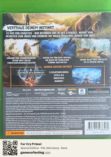 Far Cry Primal Xbox One, Germany box back