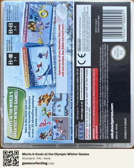 Mario & Sonic at the Olympic Winter Games Nintendo DS, PAL box back