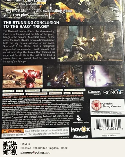 Halo 3 Xbox 360, United Kingdom box back