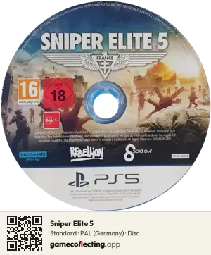 Sniper Elite 5 PlayStation 5, PAL disc