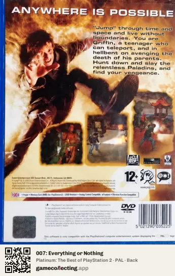 007: Everything or Nothing PlayStation 2, PAL box back