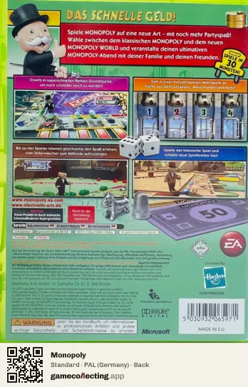 Monopoly Xbox 360, Germany box back