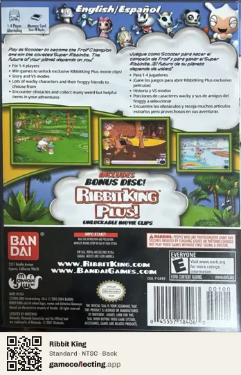 Ribbit King Nintendo GameCube, NTSC box back