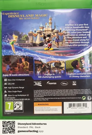 Disneyland Adventures Xbox One, PAL box back