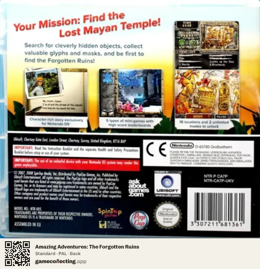Amazing Adventures: The Forgotten Ruins Nintendo DS, PAL box back