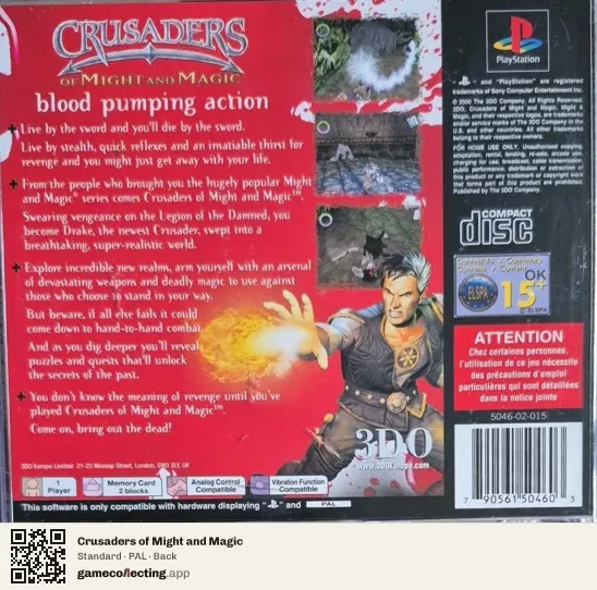 Crusaders of Might and Magic PlayStation, PAL box back