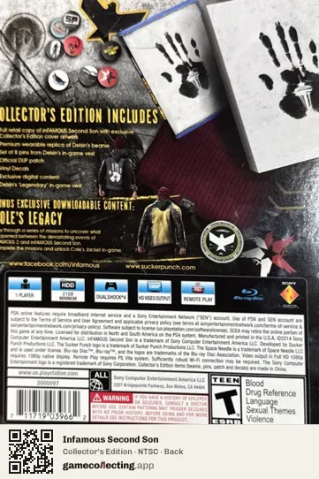 Infamous Second Son PlayStation 4, NTSC box back