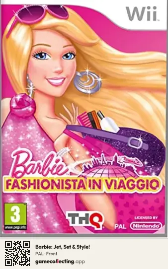 Barbie: Jet, Set & Style! Nintendo Wii, PAL box front